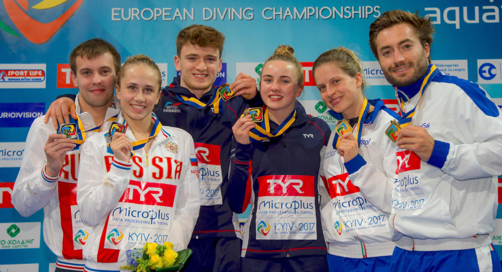 Noemi Batki e Maicol Verzotto bronzo nel sincro misto 10 metri. Foto da: Giorgio Scala/Deepbluemedia/Insidefoto/comunicato Len
