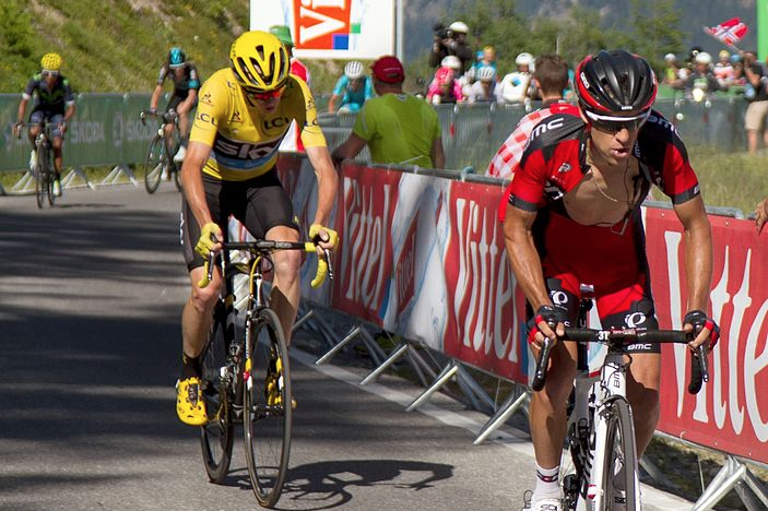Chris Froome Richie Porte - By filip bossuyt from Kortrijk, Belgium (226 froome porte) [CC BY 2.0], via Wikimedia Commons