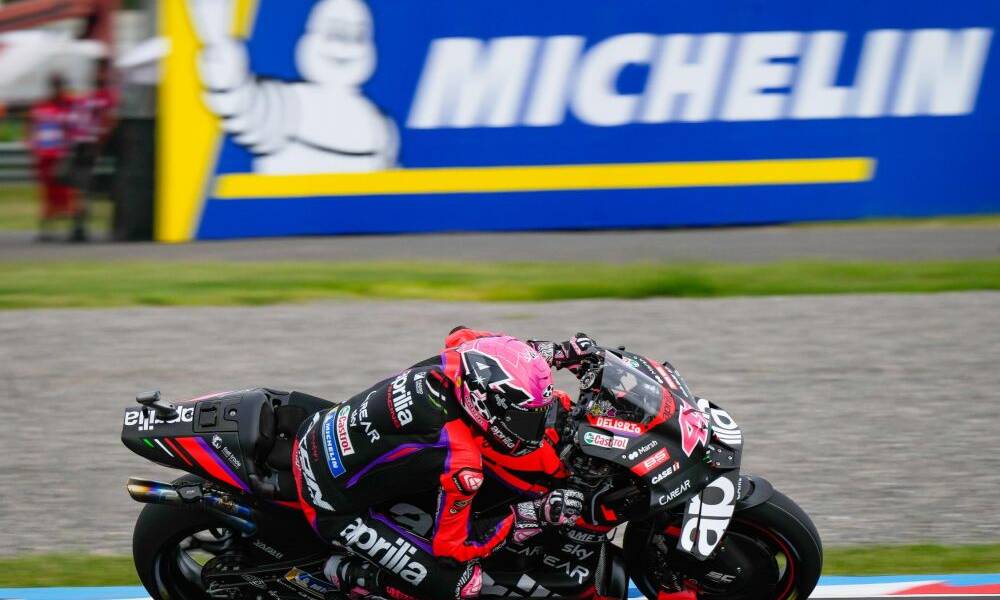 MotoGP, Aprilia detta legge anche nella P2 in Argentina. Quattro italiani nella top10, Bagnaia 6°