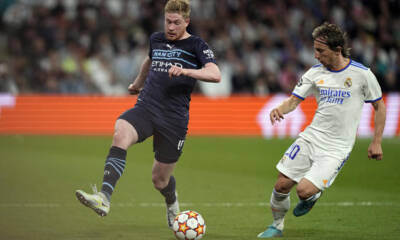 Modric e De Bruyne - REla Madrid-Manchester City Champions League 2021-22