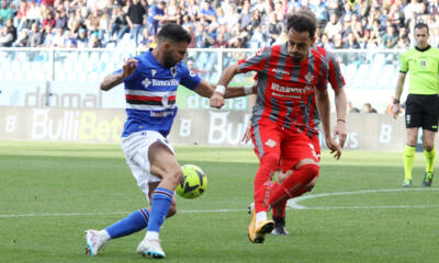 Leris e Quagliata in azione durante Sampdoria vs Cremonese
