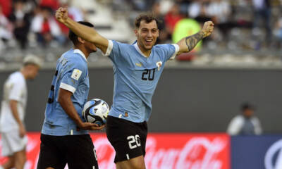 L'esultanza dell'Uruguay dopo la vittoria in semifinale