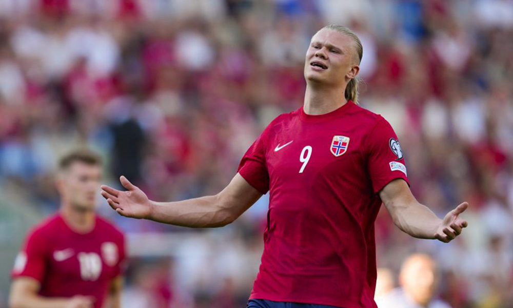 Erling Haaland con la maglia della Norvegia