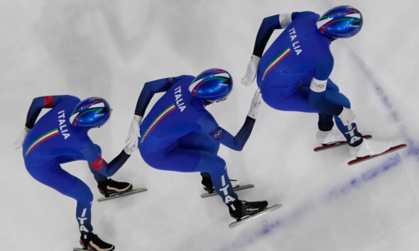 Team pursuit maschile speed skating (Davide Ghiotto, Michele Malfatti ed Andrea Giovannini)