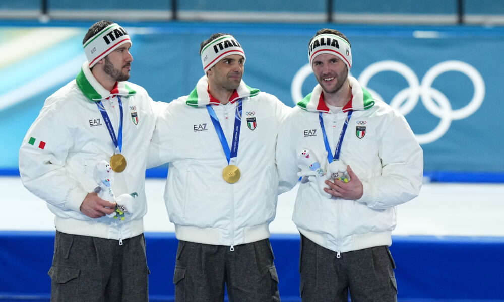 Team pursuit maschile speed skating (Davide Ghiotto, Michele Malfatti ed Andrea Giovannini)
