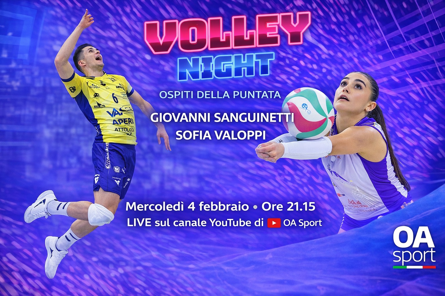 Da Firenze a Modena con vista sull’azzurro: Sofia Valoppi e Giovanni Sanguinetti a Volley Night