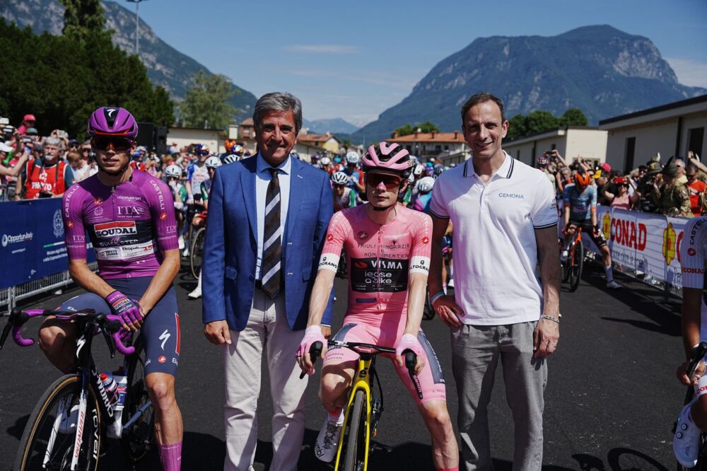 Paul Magnier, Roberto Pella, Jonas Vingegaard, Massimiliano Fedriga