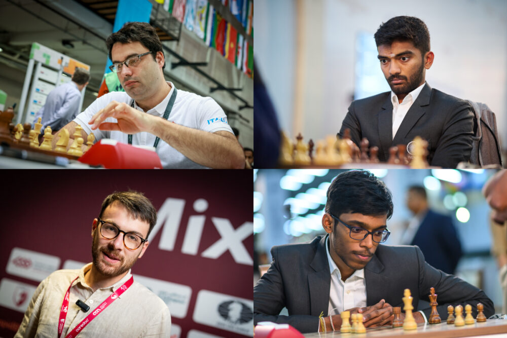 Sabino Brunello, Gukesh, Lorenzo Lodici, Praggnanandhaa